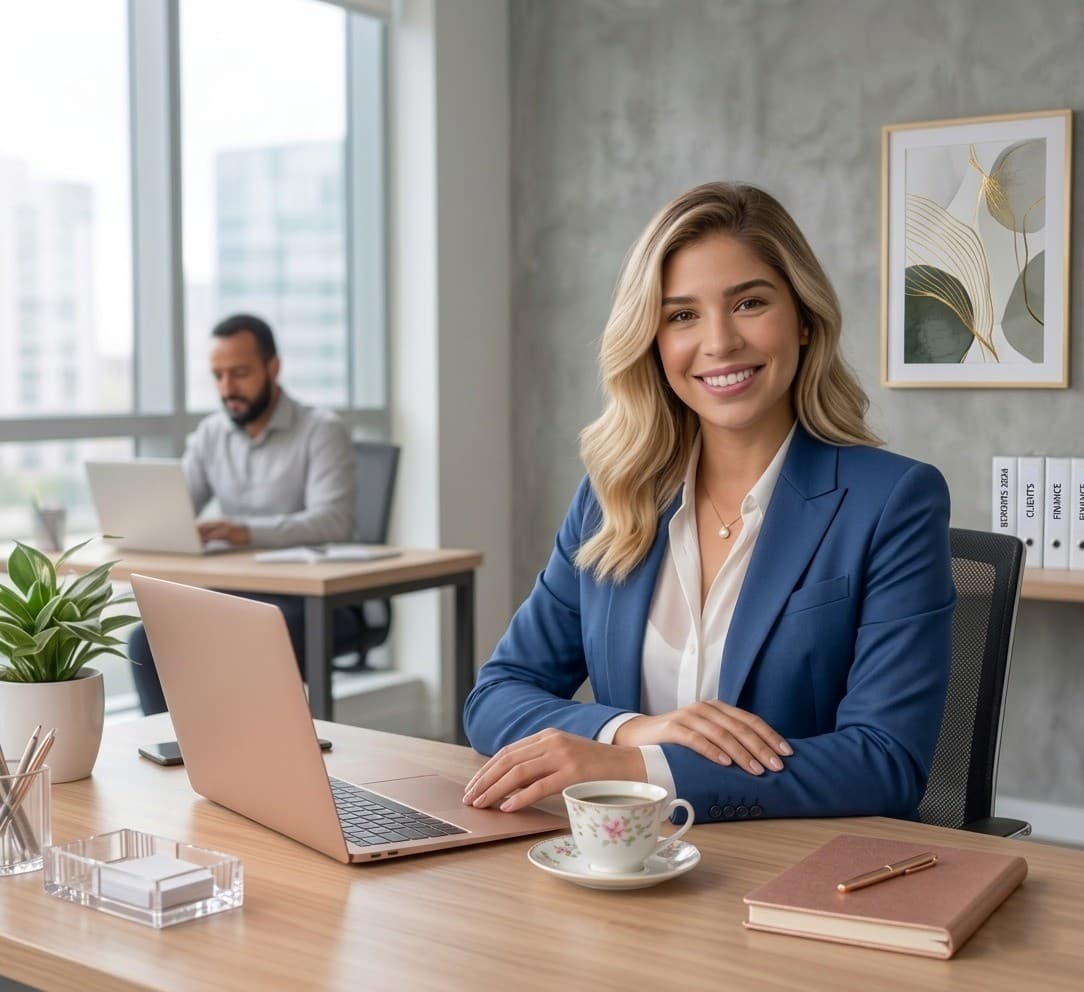 Contador parceiro da IPRO Solutions sorrindo no escritório